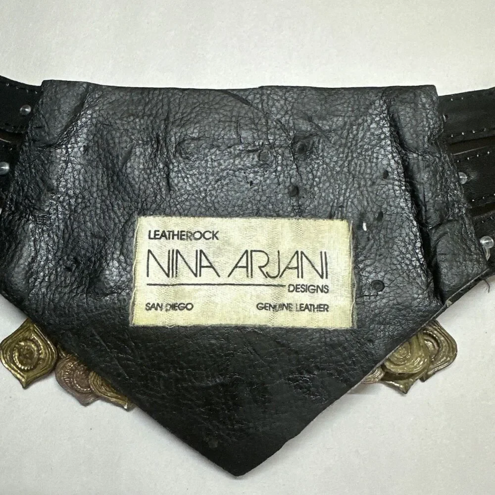Nina Arjani Vintage Leatherock Glam Costume Statement Belt Womens Boho